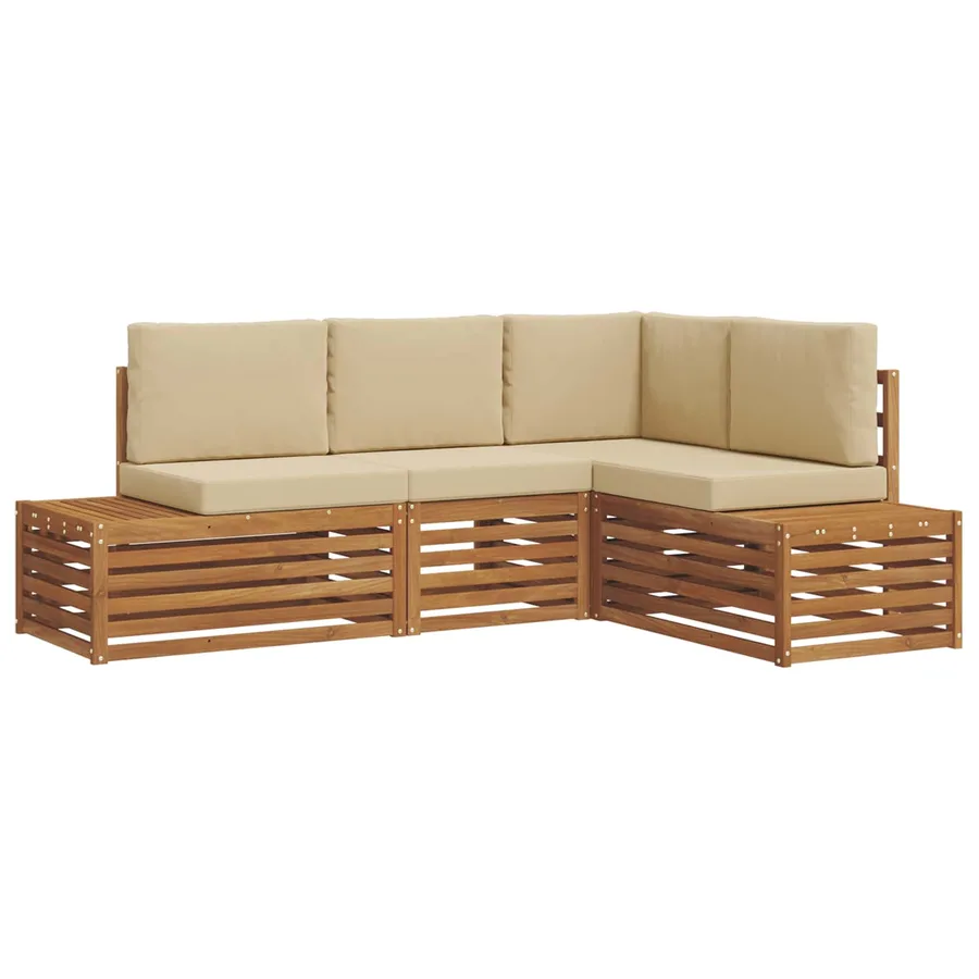 Ensemble de canapés d'extérieur 4 Pièce Naturel et Beige - 2