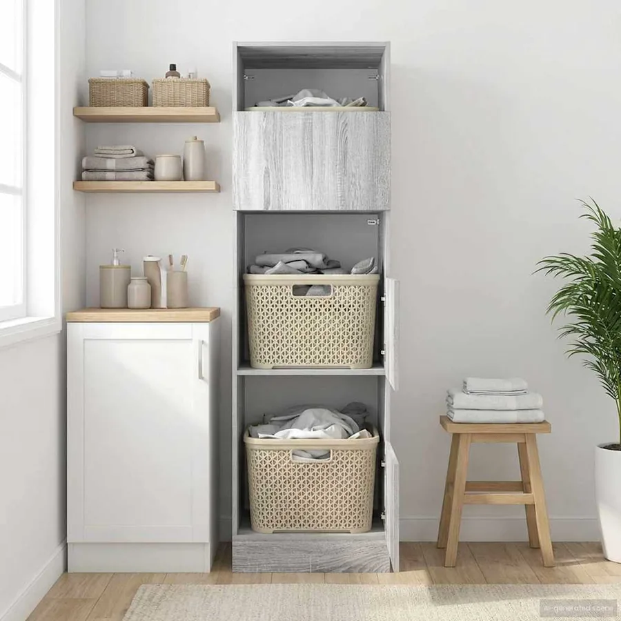 Armoire à Laver Gris Sonoma 50 x 68 x 162 cm Bois d'ingénierie
