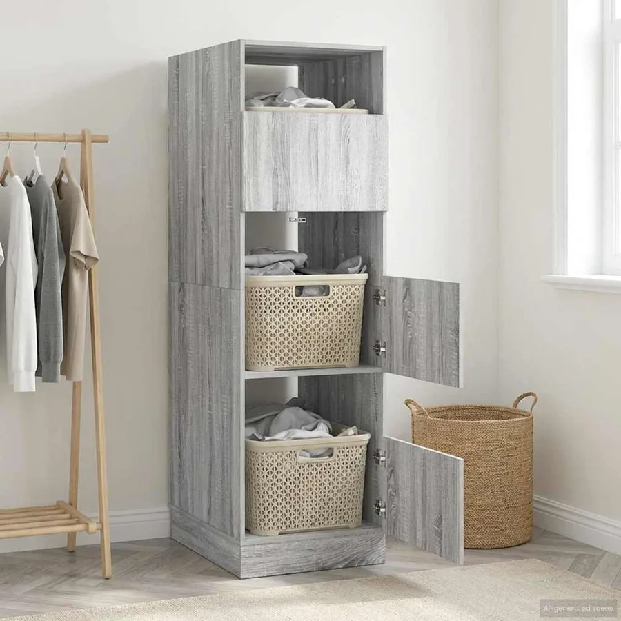 Armoire à Laver Gris Sonoma 50 x 68 x 162 cm Bois d'ingénierie - 4