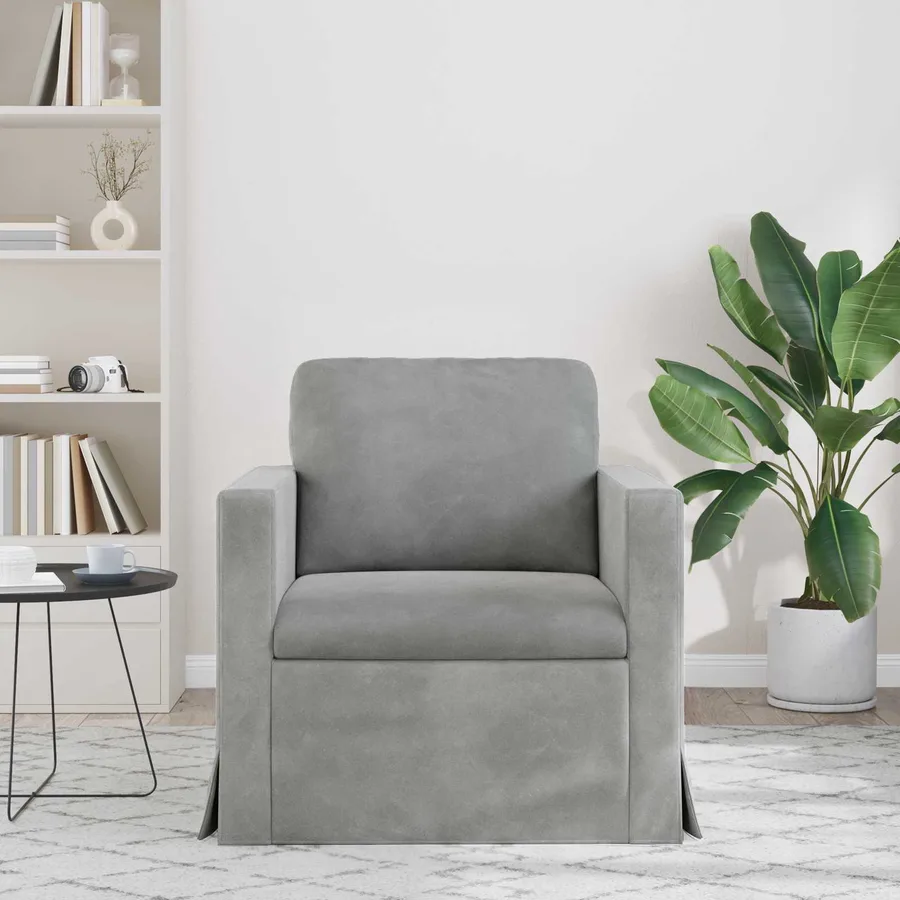 Canapé Gris clair 78 x 78 x 80 cm Velours - 3