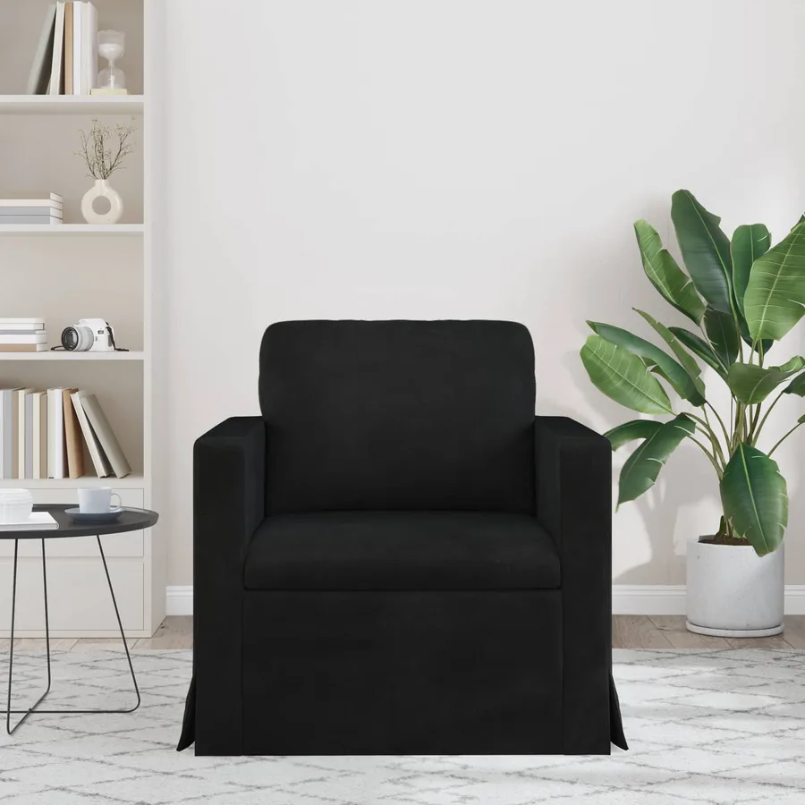 Canapé Noir 78 x 78 x 80 cm Velours - 3