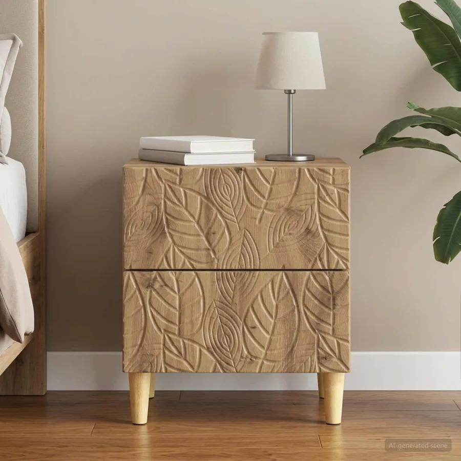 Table de chevet Chêne artisanal 43 x 34,5 x 48 cm
