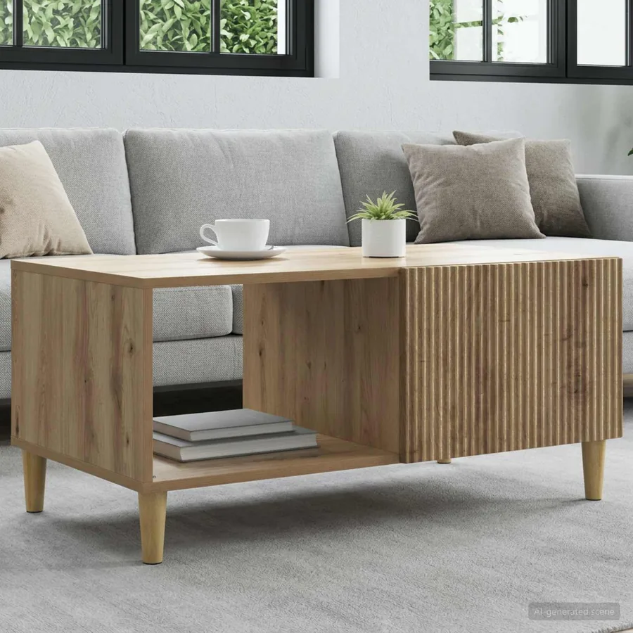 Table basse Chêne artisanal 90 x 50 x 40 cm Bois d'ingénierie
