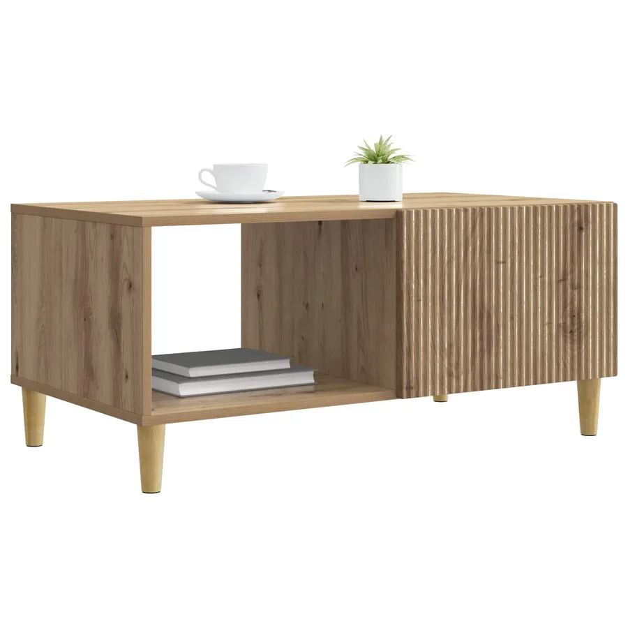 Table basse Chêne artisanal 90 x 50 x 40 cm Bois d'ingénierie - 3