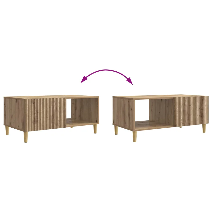 Table basse Chêne artisanal 90 x 50 x 40 cm Bois d'ingénierie - 8