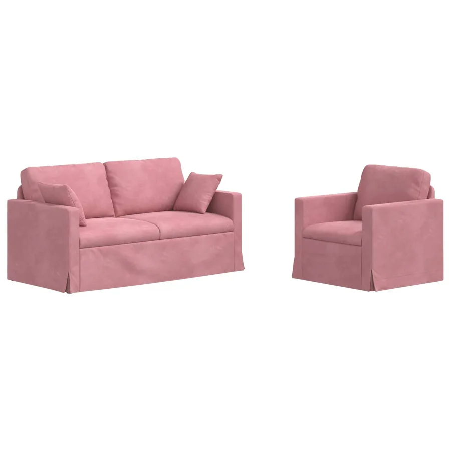 Ensemble de Canapés 2 pcs Rose 158 x 78 x 80 cm Velours - 2