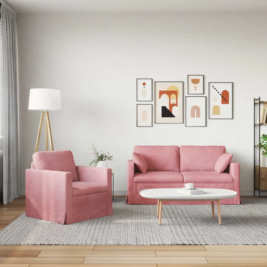 Ensemble de Canapés 2 pcs Rose 158 x 78 x 80 cm Velours - 3