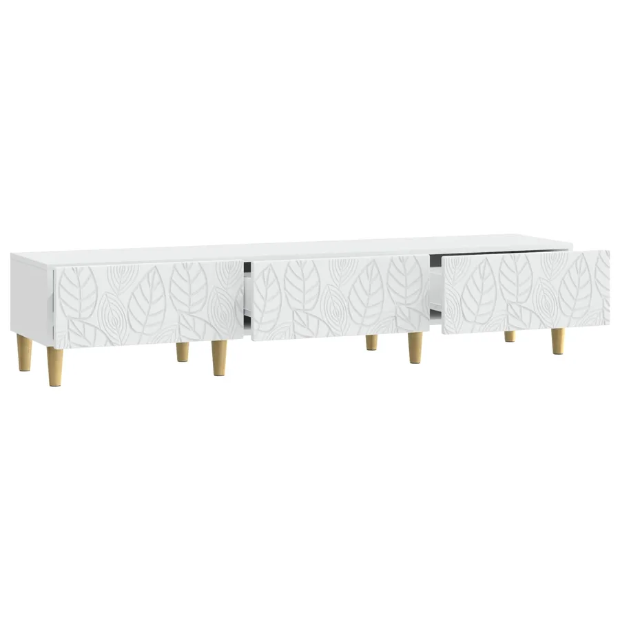 Meuble TV 147 x 34,5 x 30 cm Blanc Bois d'ingénierie - 4