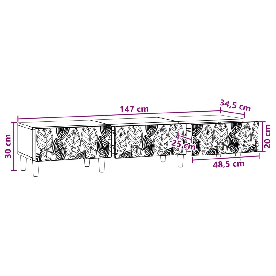Meuble TV 147 x 34,5 x 30 cm Blanc Bois d'ingénierie - 8