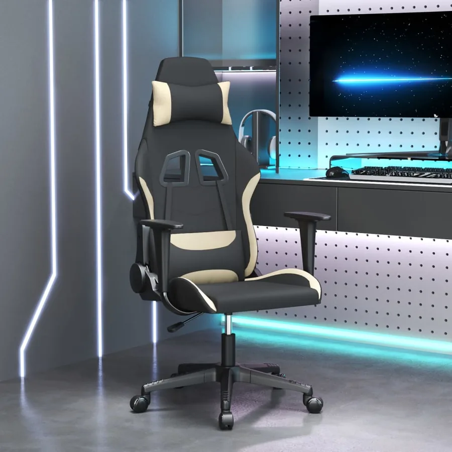 Chaise de jeu de massage Noir et crème Tissu