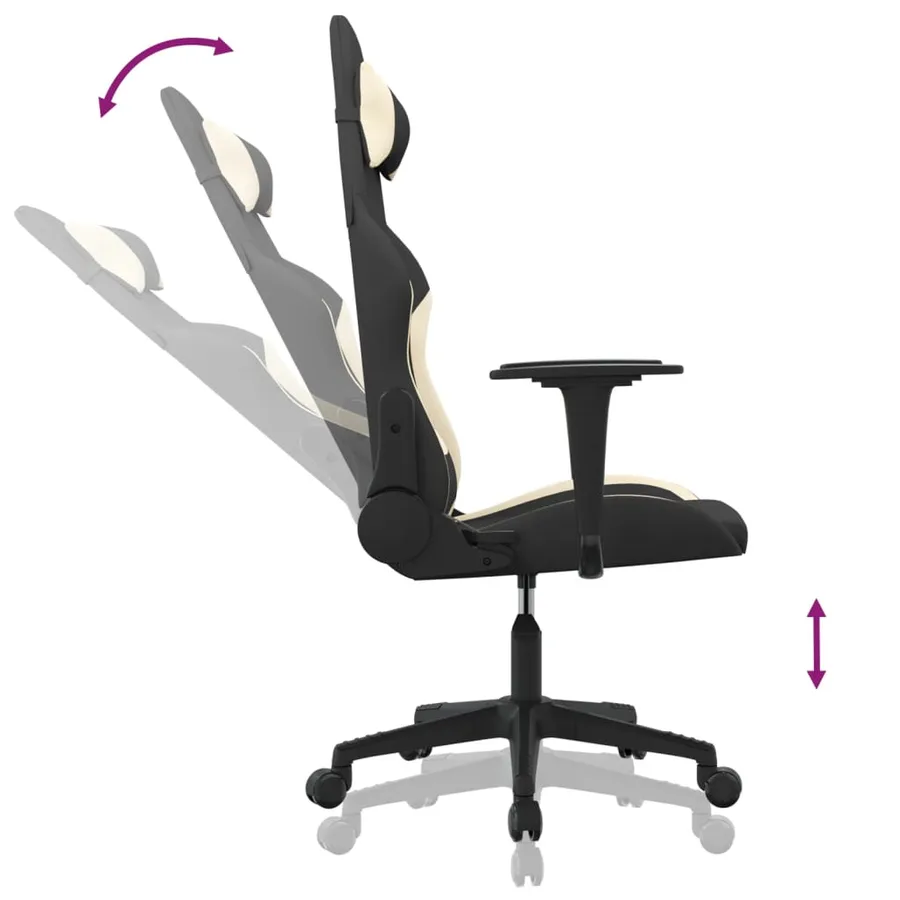Chaise de jeu de massage Noir et crème Tissu - 6