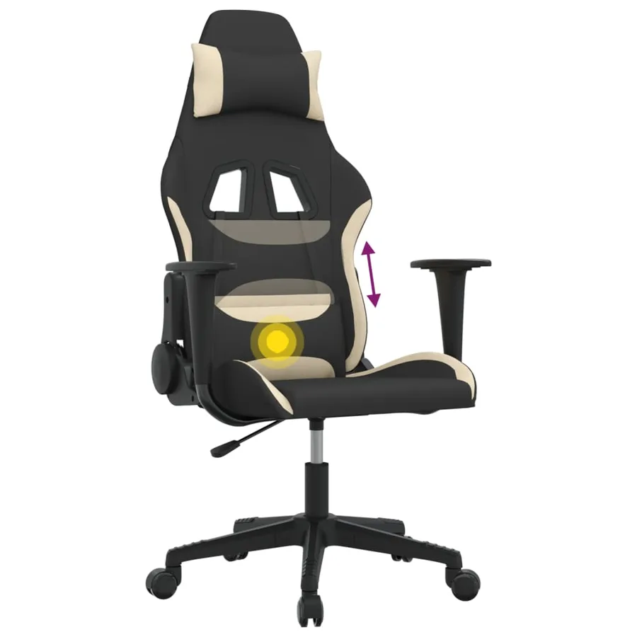 Chaise de jeu de massage Noir et crème Tissu - 7