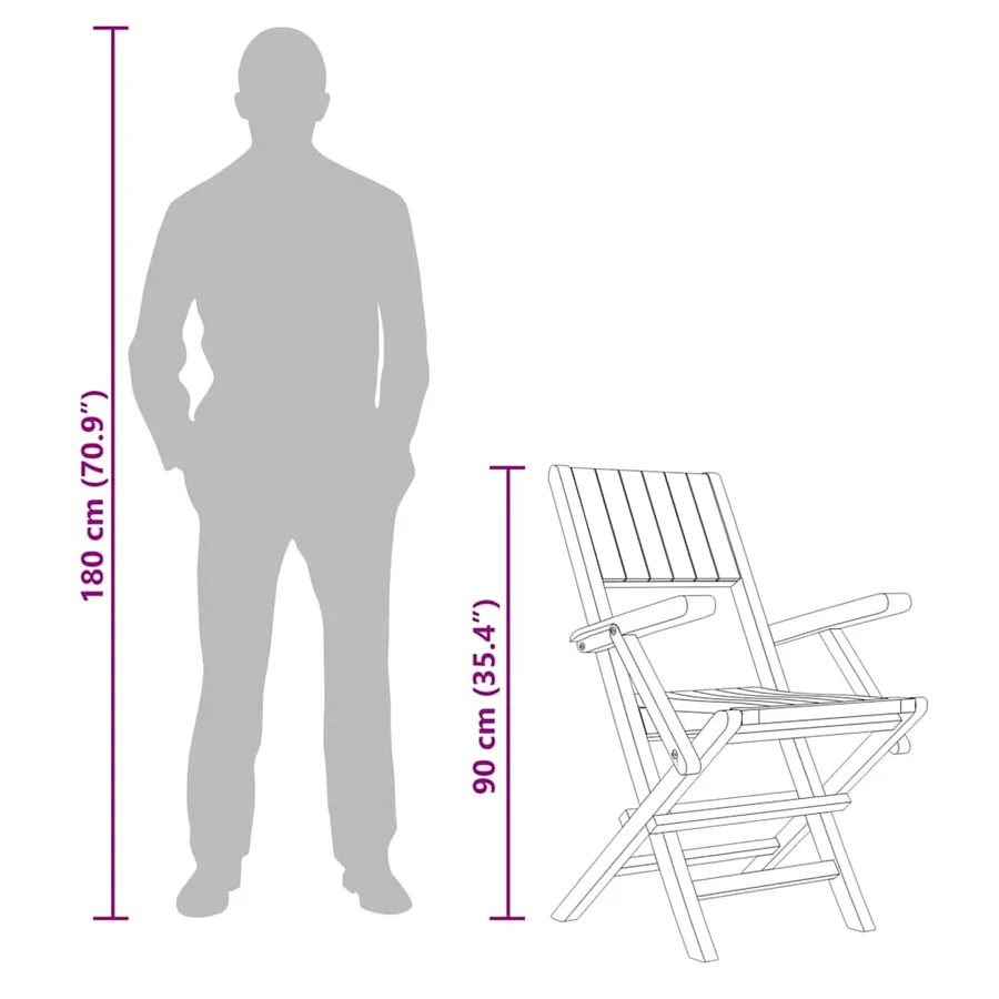 Chaises de jardin pliantes lot de 6 55x61x90cm bois massif teck - 6