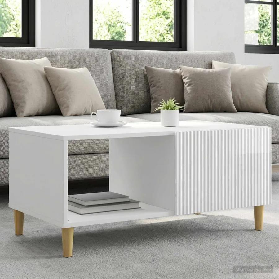 Table basse Blanc brillant 90 x 50 x 40 cm Bois d'ingénierie