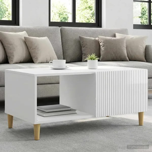 Table basse Blanc brillant 90 x 50 x 40 cm Bois d'ingénierie