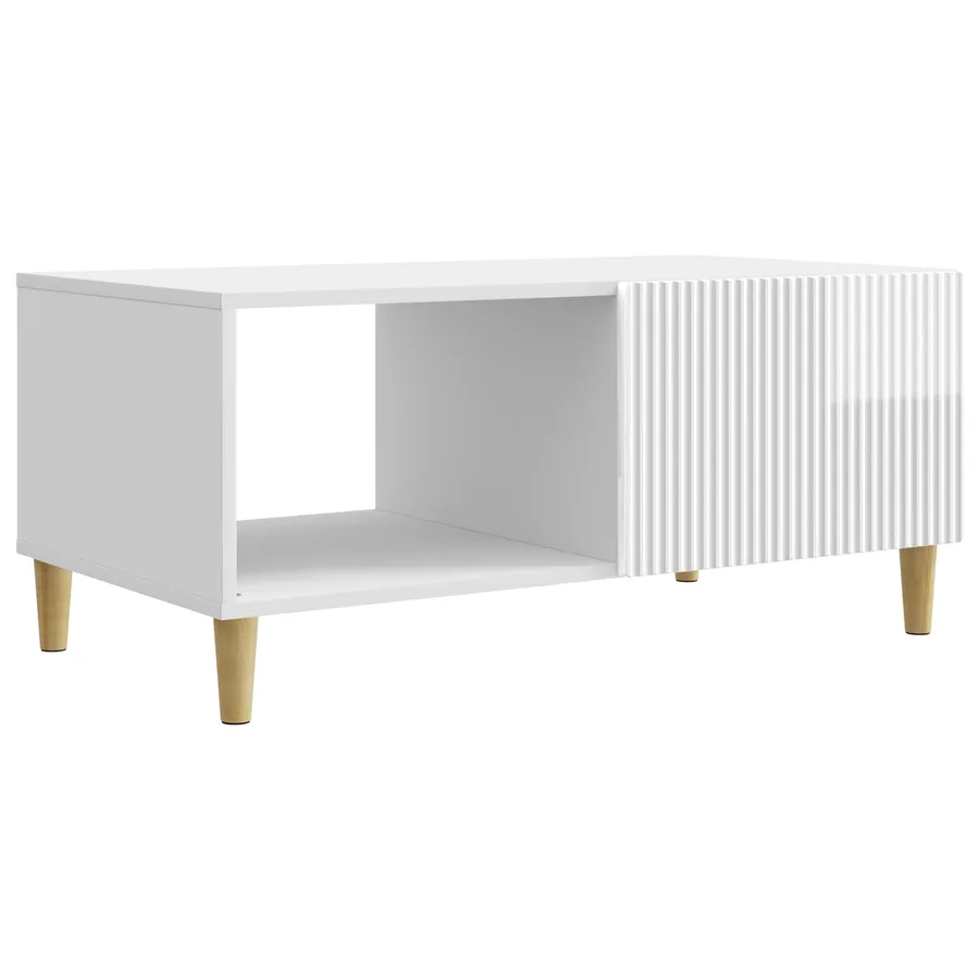 Table basse Blanc brillant 90 x 50 x 40 cm Bois d'ingénierie - 2