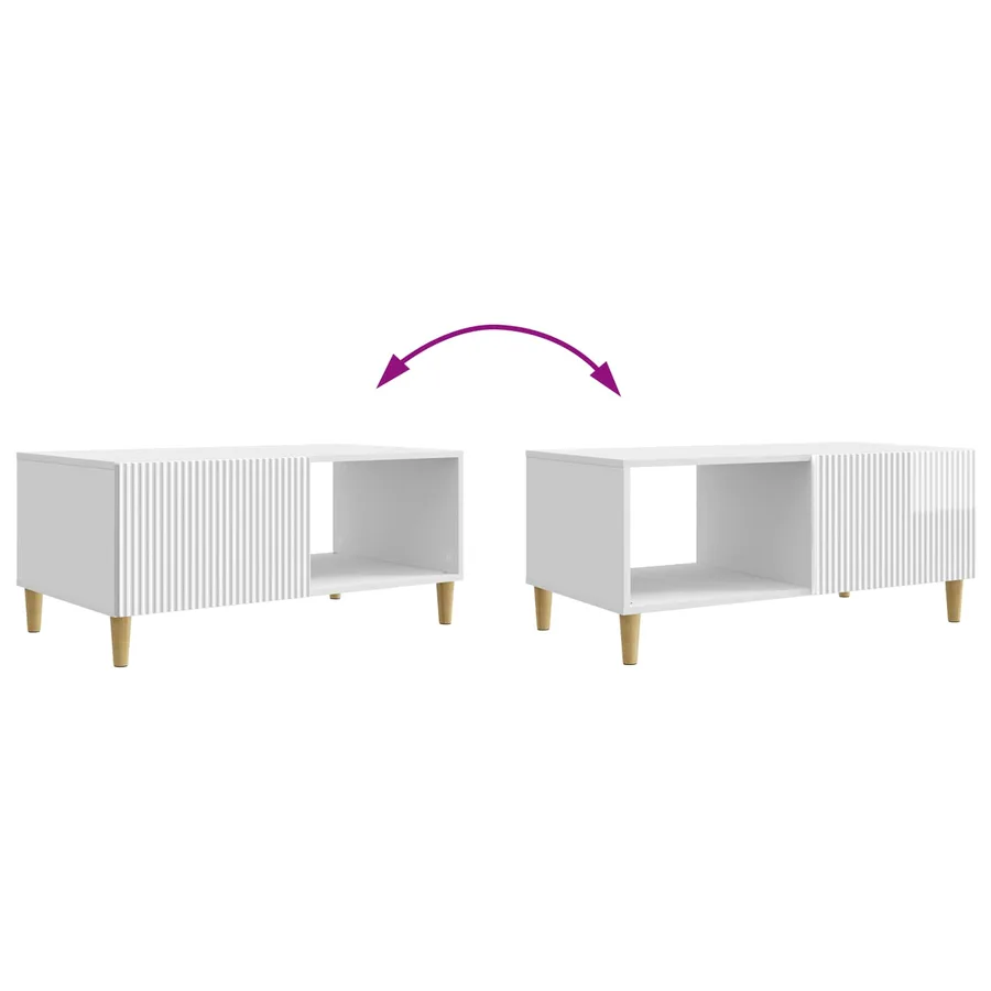 Table basse Blanc brillant 90 x 50 x 40 cm Bois d'ingénierie - 8