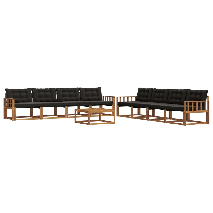 Ensemble de canapés d'extérieur 9 pcs Naturel et Noir - 2