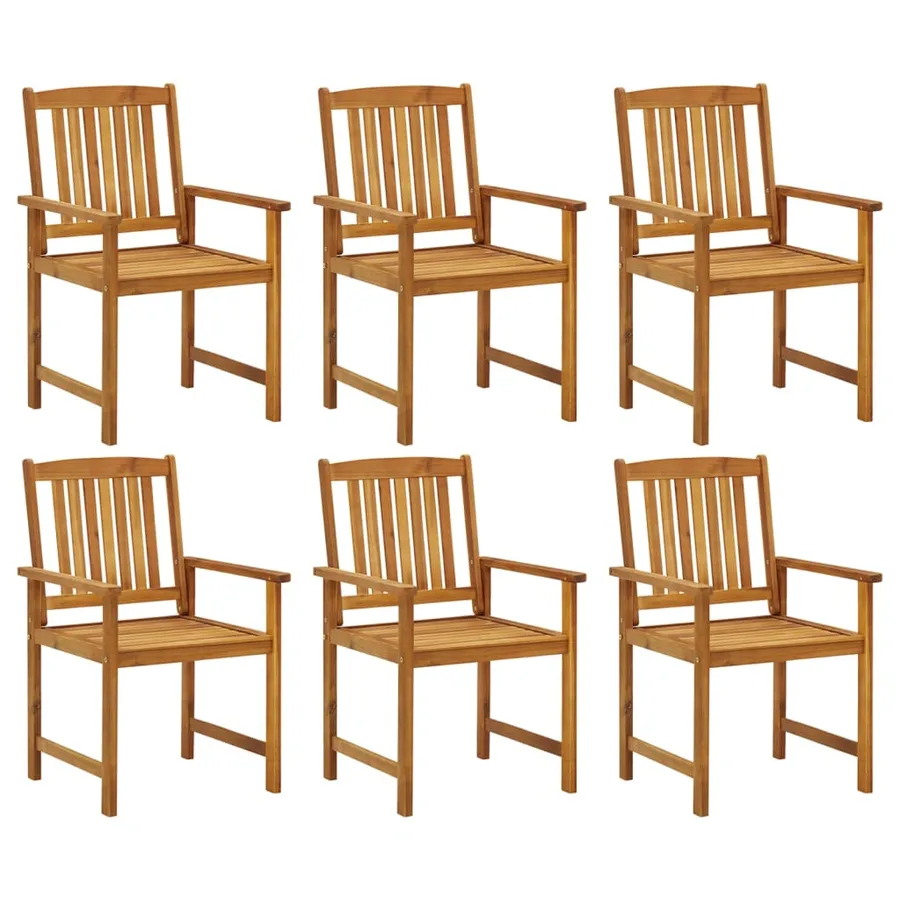 Chaises de jardin avec coussins lot de 6 Bois d'acacia massif - 3