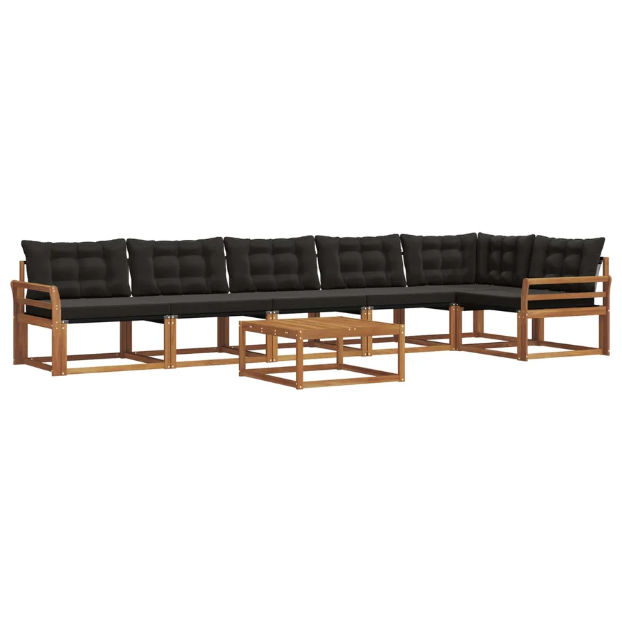 Ensemble de canapés d'extérieur 7 pcs Naturel et Noir - 2