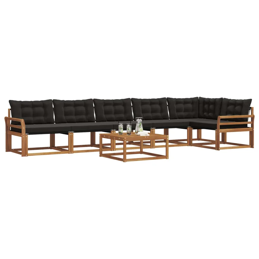 Ensemble de canapés d'extérieur 7 pcs Naturel et Noir - 3