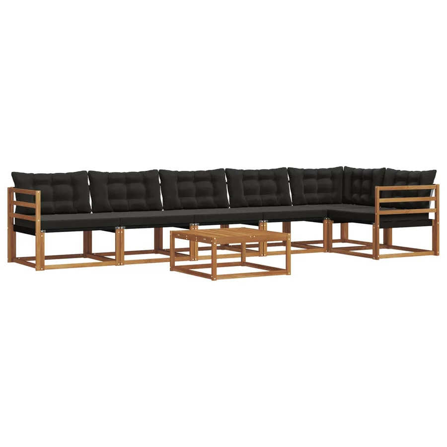 Ensemble de canapés d'extérieur 7 pcs Naturel et Noir - 2