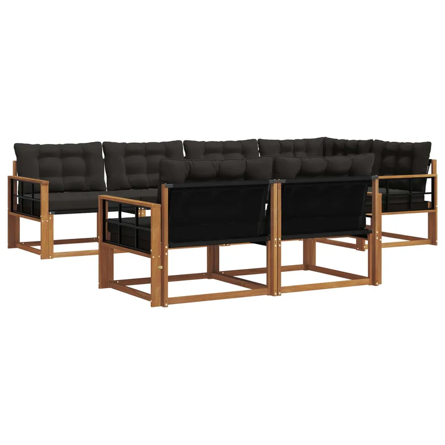 Ensemble de canapés d'extérieur 7 pcs Naturel et Noir - 2
