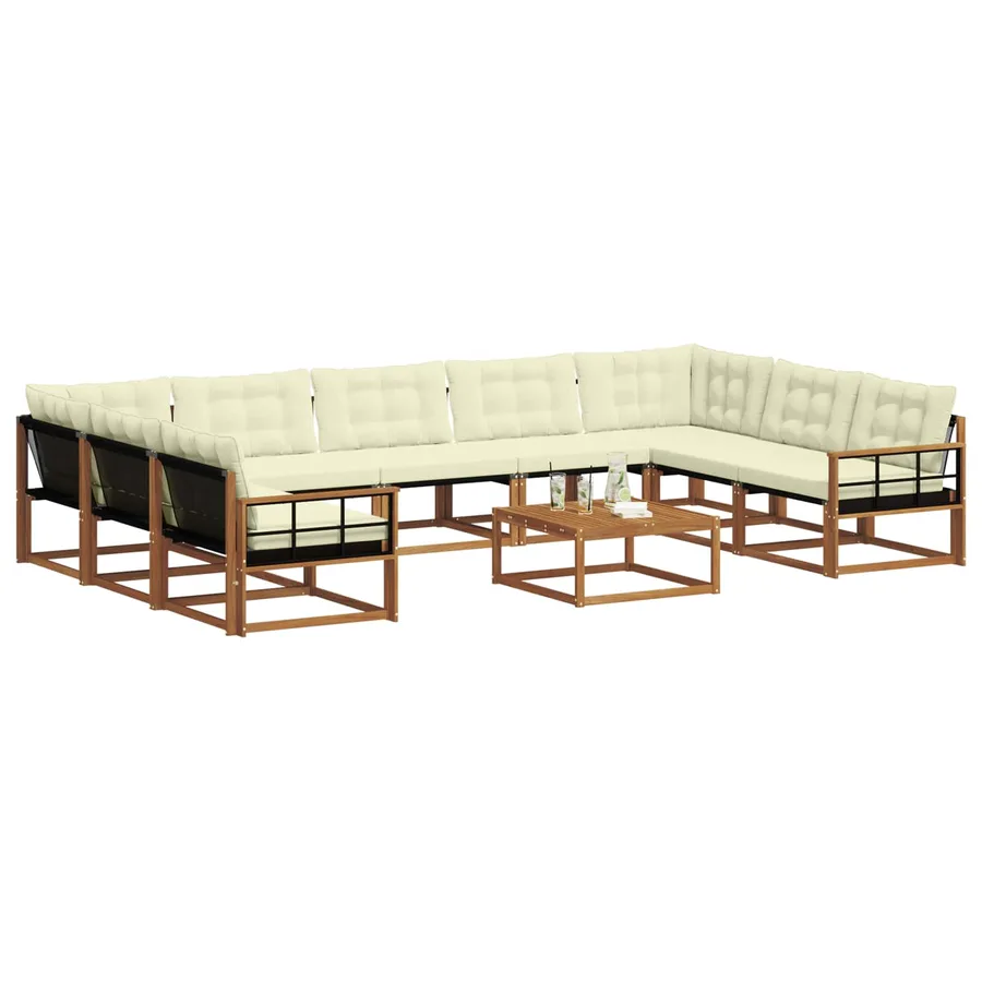 Ensemble de canapés d'extérieur 10 pcs Naturel et Crème - 3