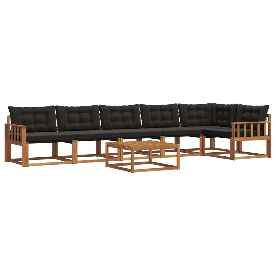 Ensemble de canapés d'extérieur 7 pcs Naturel et Noir - 2