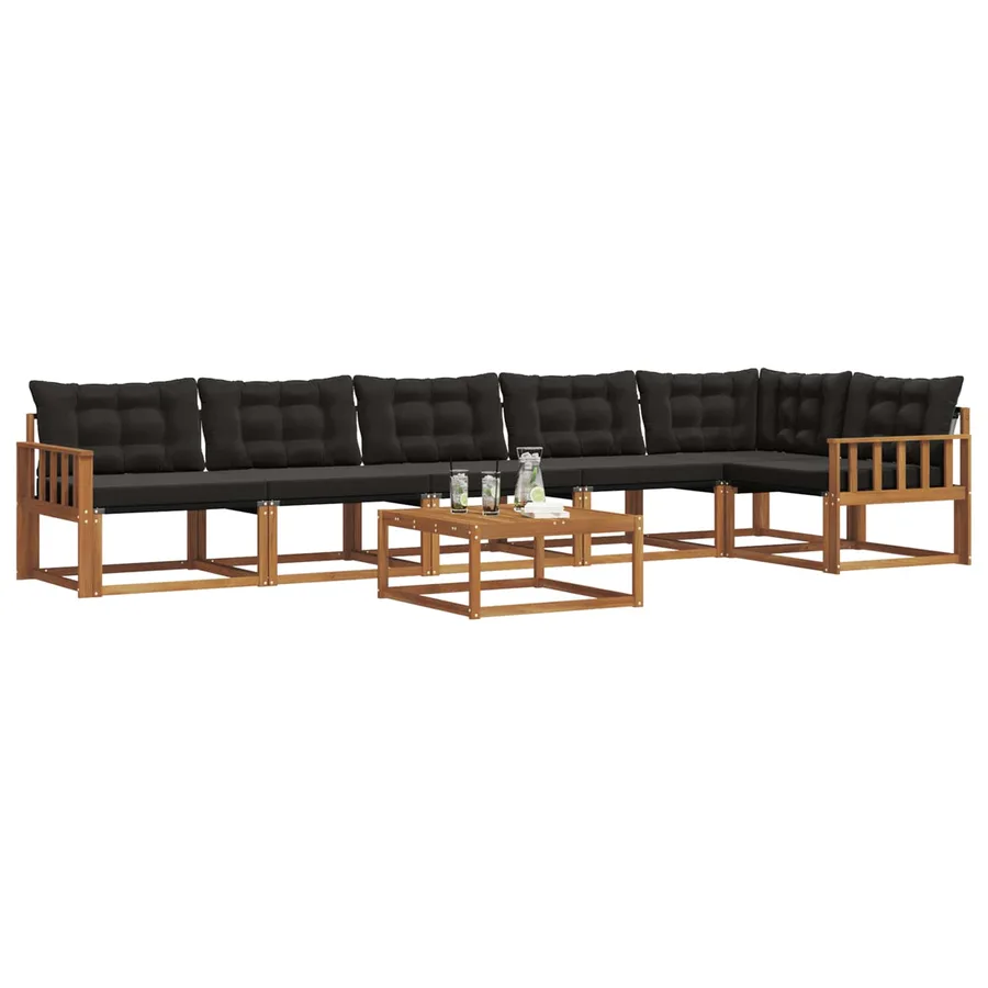Ensemble de canapés d'extérieur 7 pcs Naturel et Noir - 3