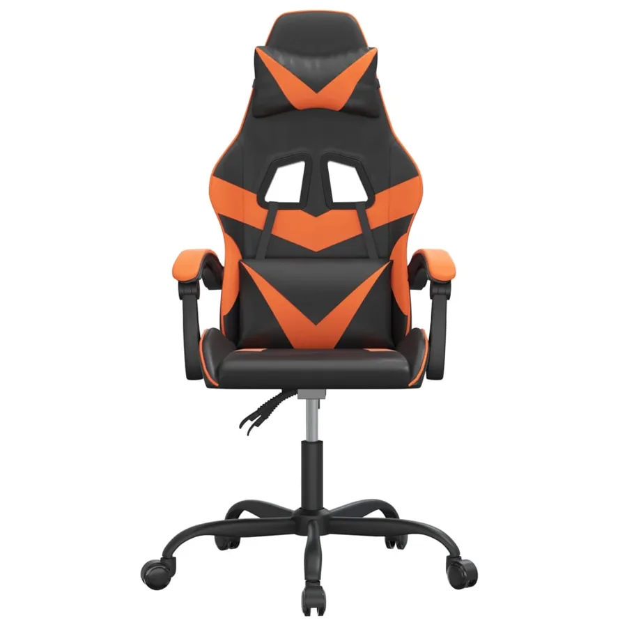 Chaise de jeu pivotante Noir et orange Similicuir - 3