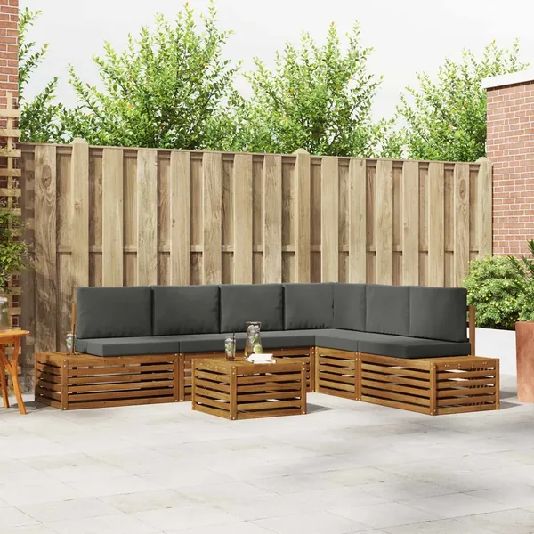 Ensemble de canapés d'extérieur 7 Pièce Naturel et Anthracite