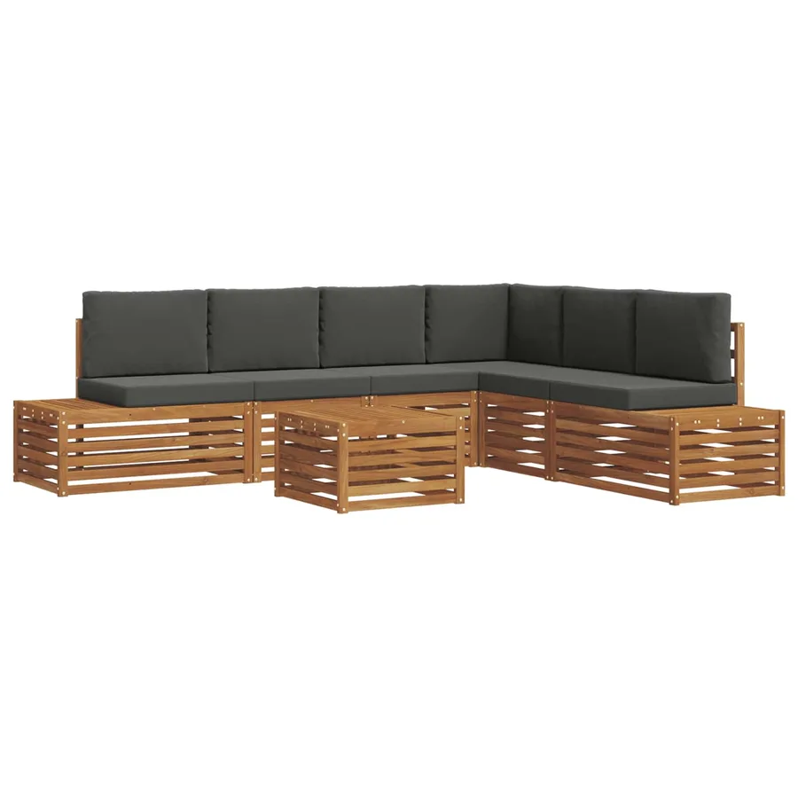 Ensemble de canapés d'extérieur 7 Pièce Naturel et Anthracite - 2