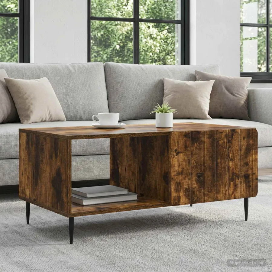 Table basse Chêne fumé 90 x 50 x 40 cm Bois d'ingénierie