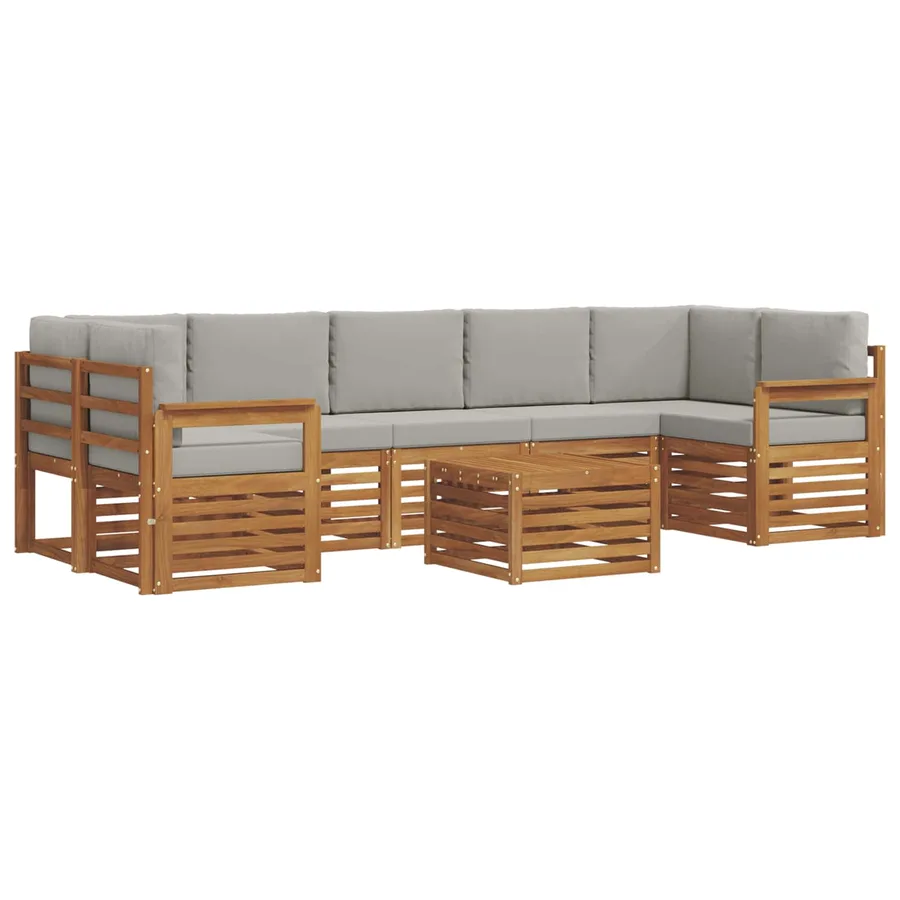 Ensemble de canapés d'extérieur 8 pcs Gris Naturel et Clair - 2