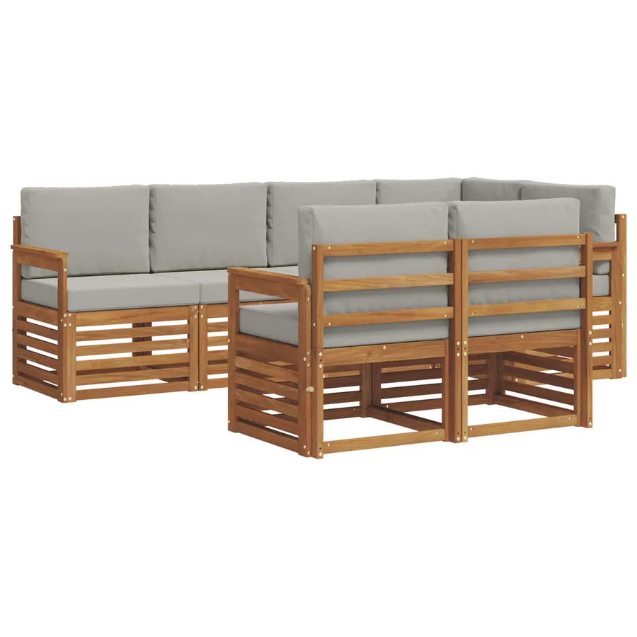 Ensemble de canapé d'angle 7 pcs Gris Naturel et Clair - 2