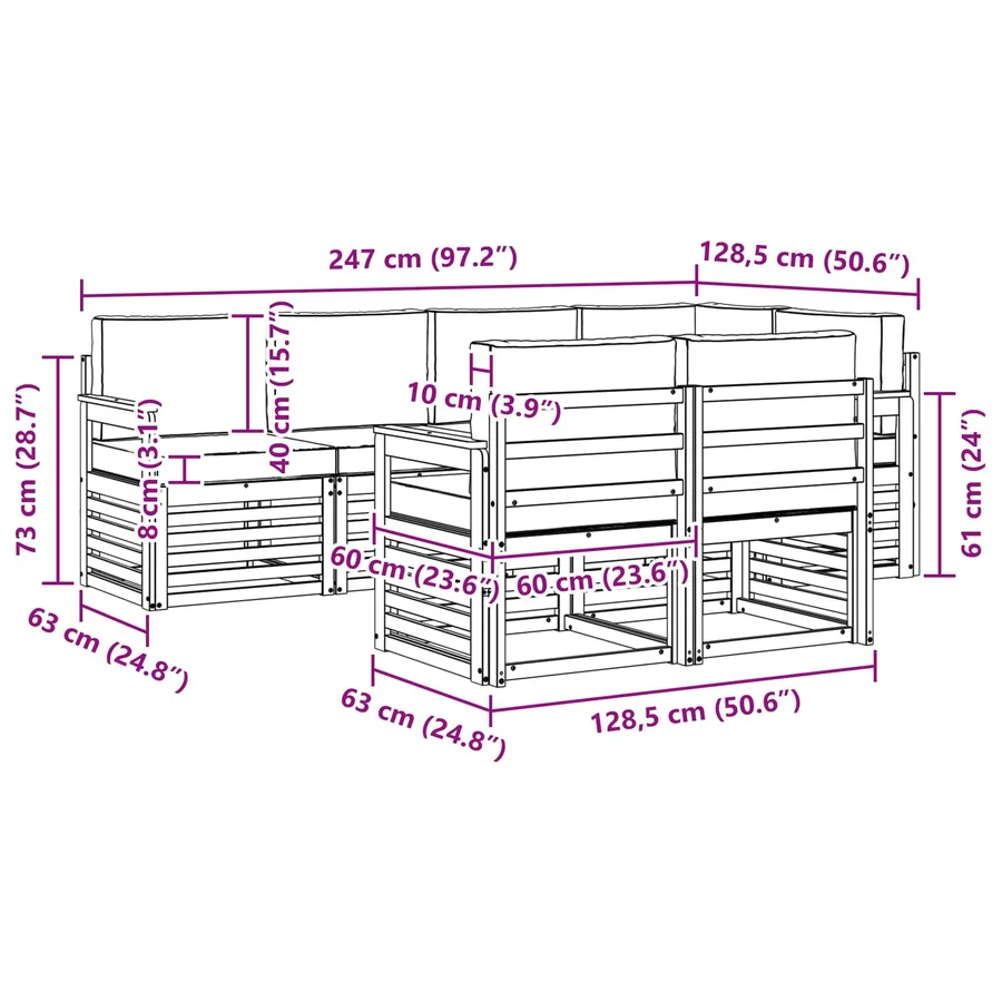 Ensemble de canapé d'angle 7 pcs Gris Naturel et Clair - 9