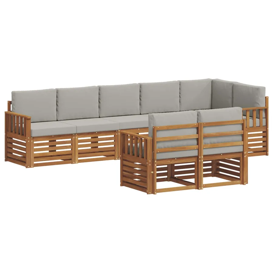 Ensembles de canapés avec coussin 8 pcs Gris Naturel et Clair - 2