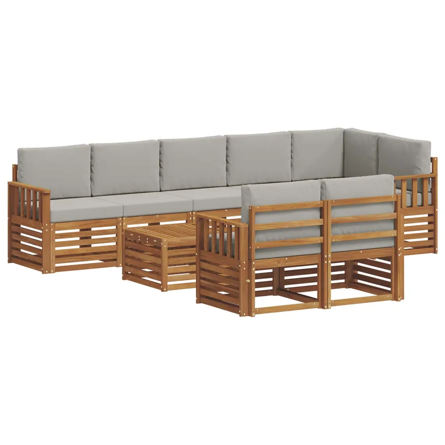 Ensembles de canapés avec coussin 9 pcs Gris Naturel et Clair - 2