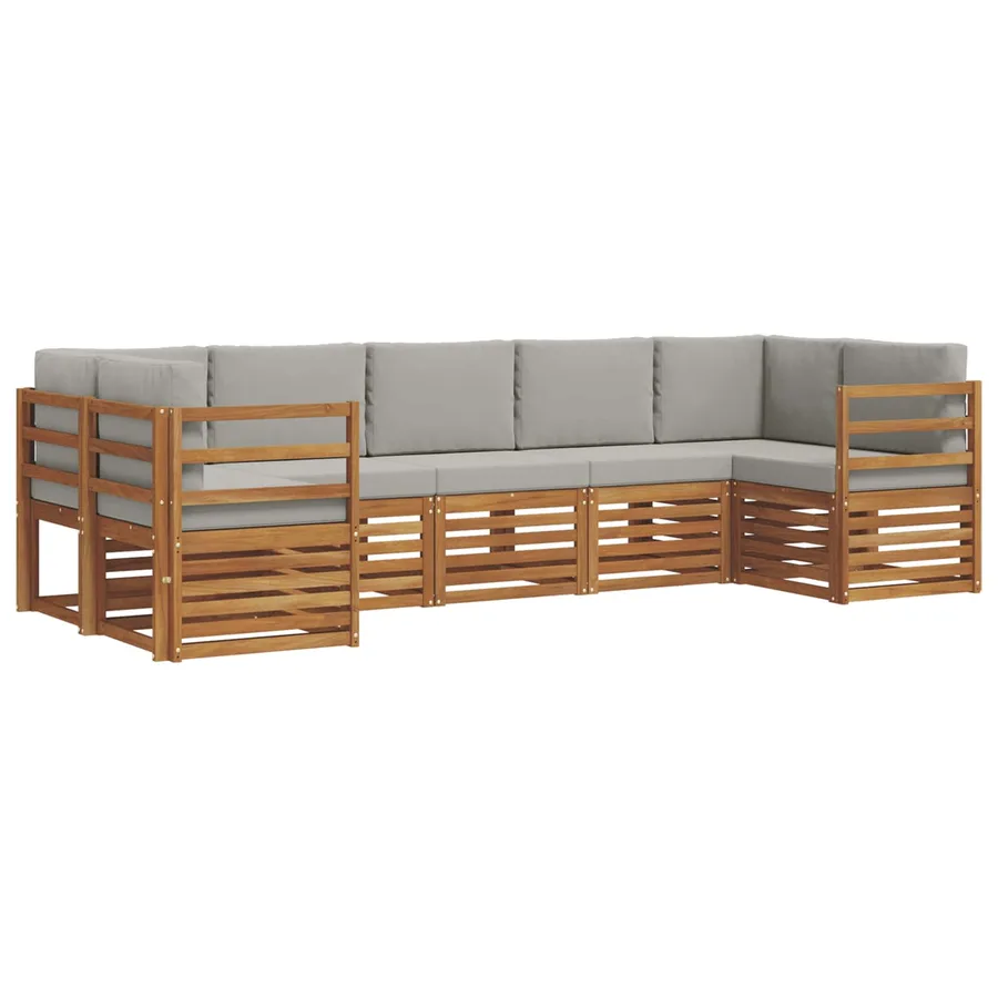 Ensemble de canapé d'angle 7 pcs Gris Naturel et Clair - 2