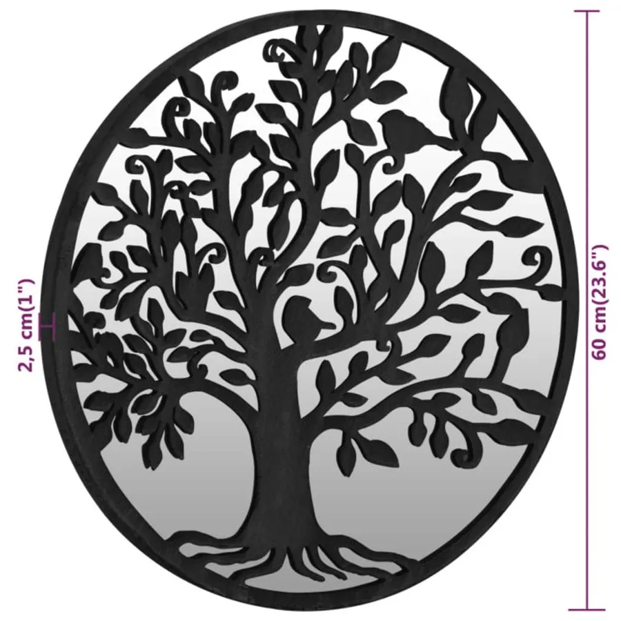 Miroir de jardin Noir 60x2,5 cm Fer Rond utilisation extérieure - 6
