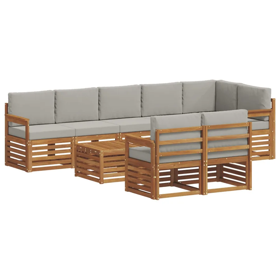 Ensembles de canapés avec coussin 9 pcs Gris Naturel et Clair - 2
