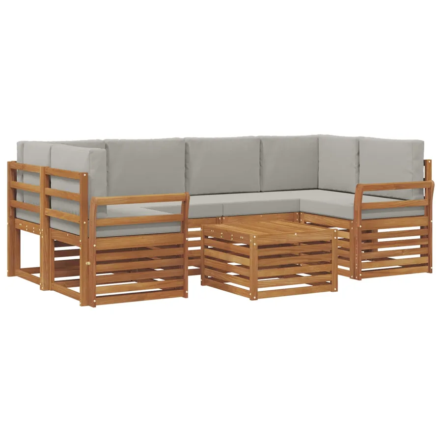 Ensemble de canapés d'extérieur 7 pcs Gris Naturel et Clair - 2