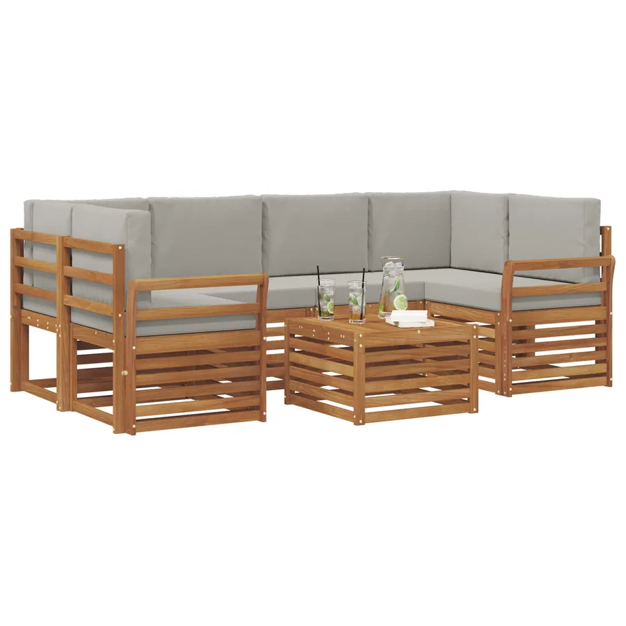 Ensemble de canapés d'extérieur 7 pcs Gris Naturel et Clair - 3