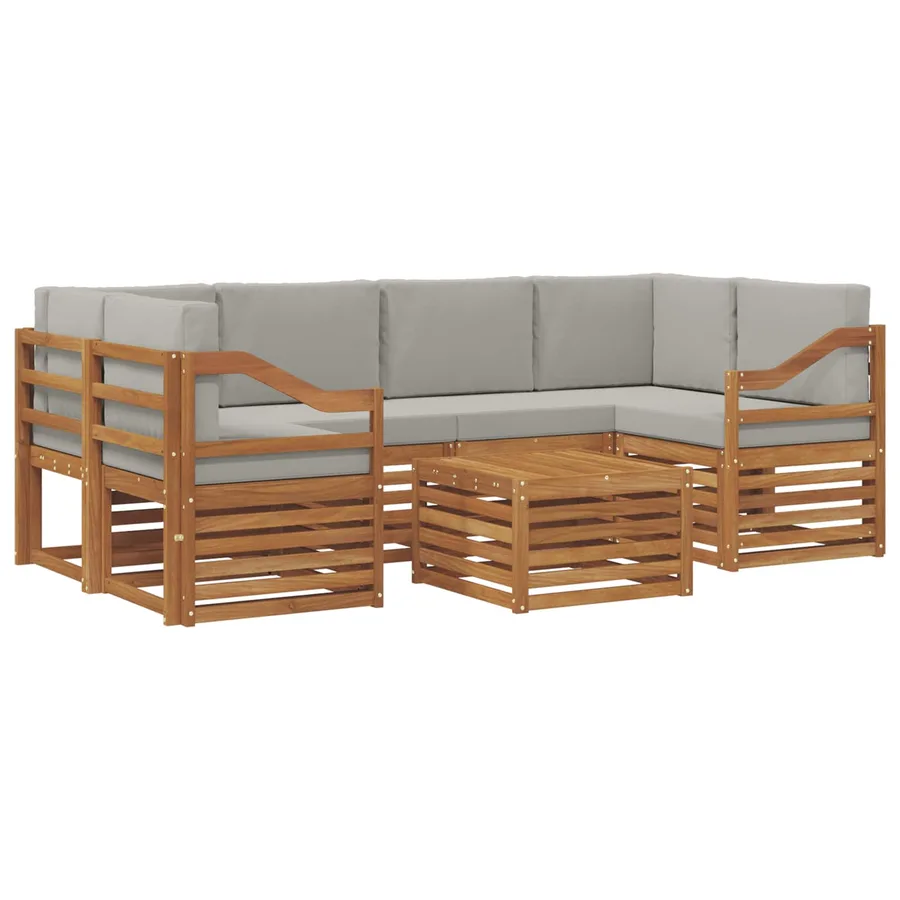 Ensemble de canapés d'extérieur 7 pcs Gris Naturel et Clair - 2