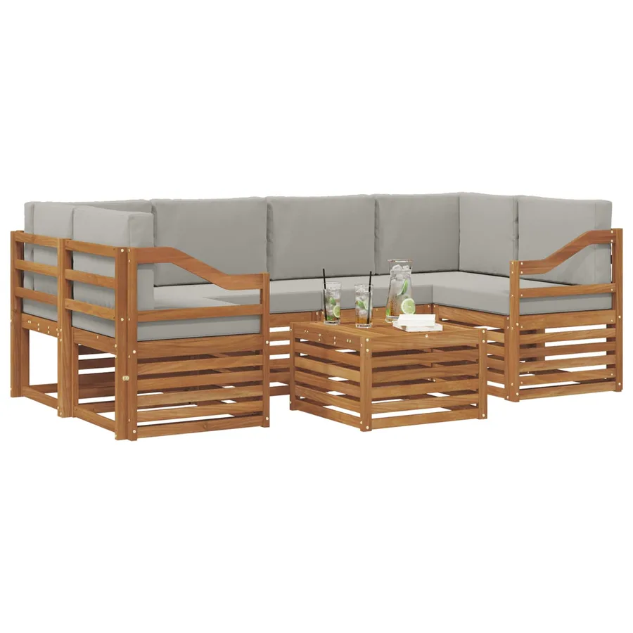 Ensemble de canapés d'extérieur 7 pcs Gris Naturel et Clair - 3