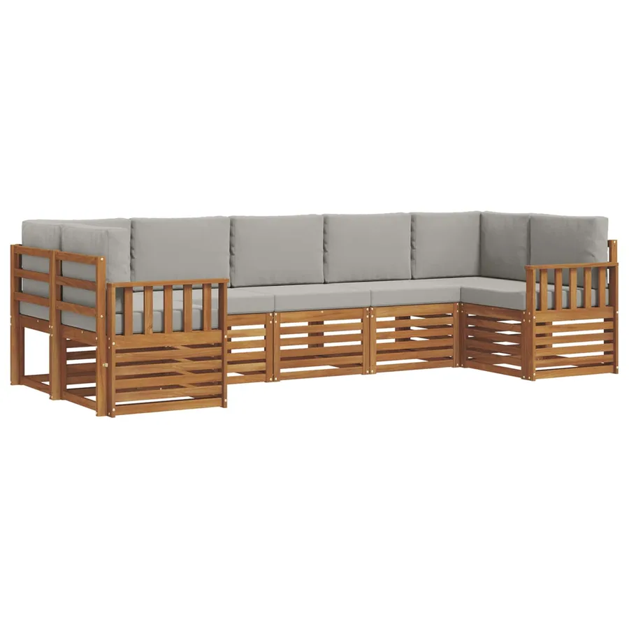 Ensemble de canapé d'angle 7 pcs Gris Naturel et Clair - 2