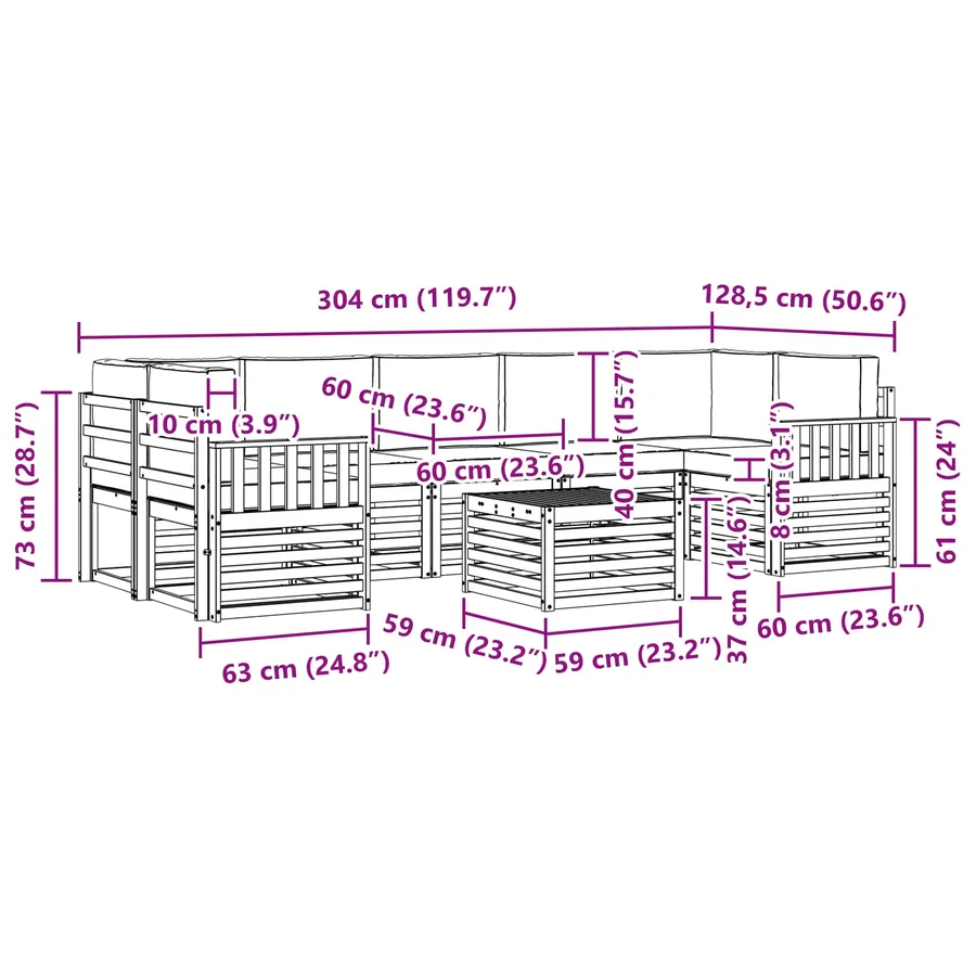 Ensemble de canapés d'extérieur 8 pcs Gris Naturel et Clair - 10