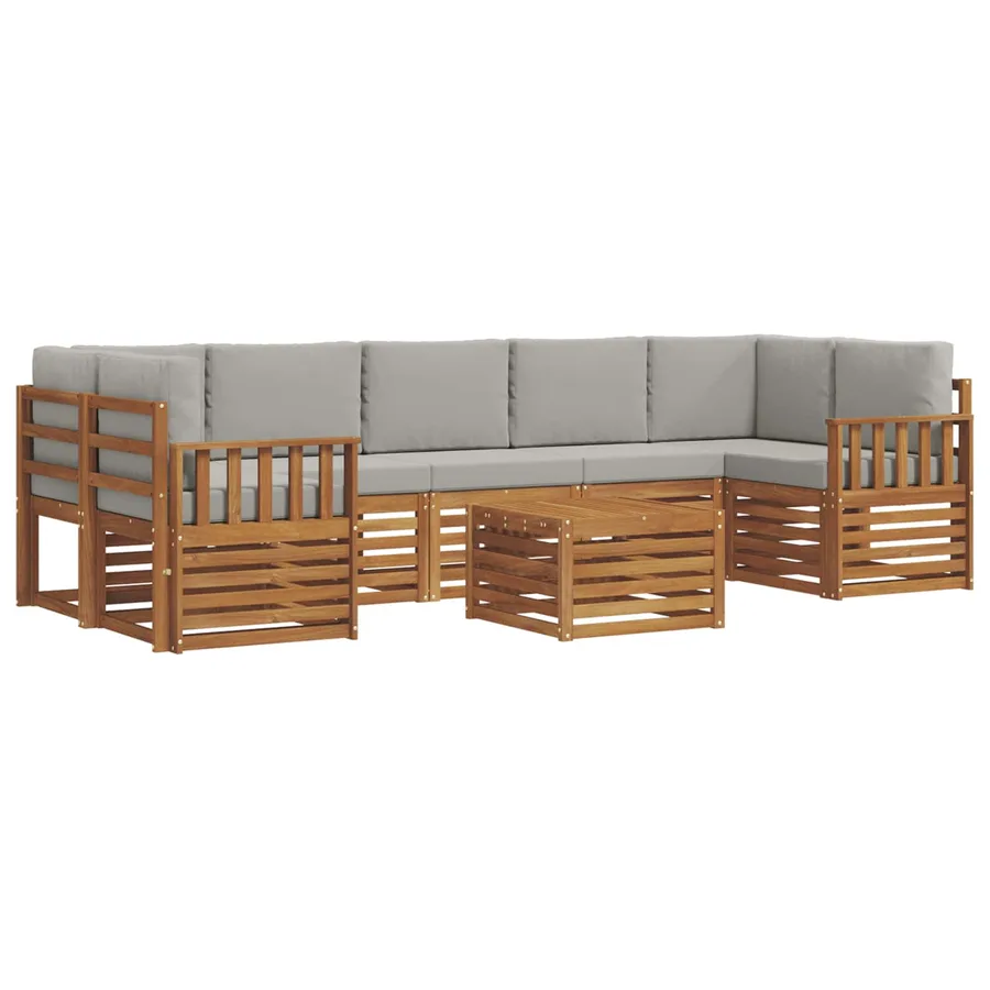 Ensemble de canapés d'extérieur 8 pcs Gris Naturel et Clair - 2