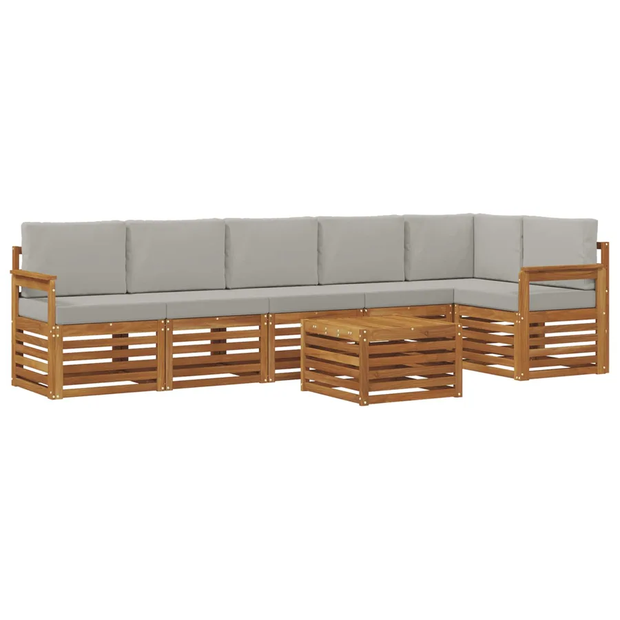 Ensemble de canapé d'angle 7 pcs Gris Naturel et Clair - 2